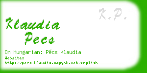 klaudia pecs business card